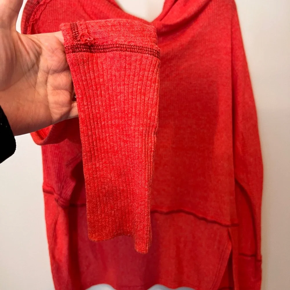 Free People We The Free Londontown Thermal Top Coral Oversized Cowl Neck P Small